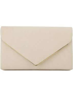 〽️ Charming Tailor Women's Beige Faux Suede Clutch Purse Casual Evening Bags